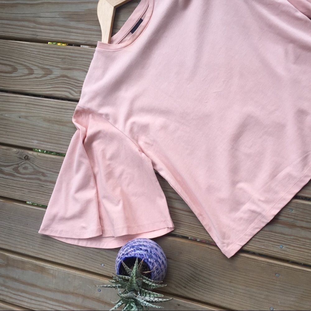 Peach ladies trumpet sleeve top size small